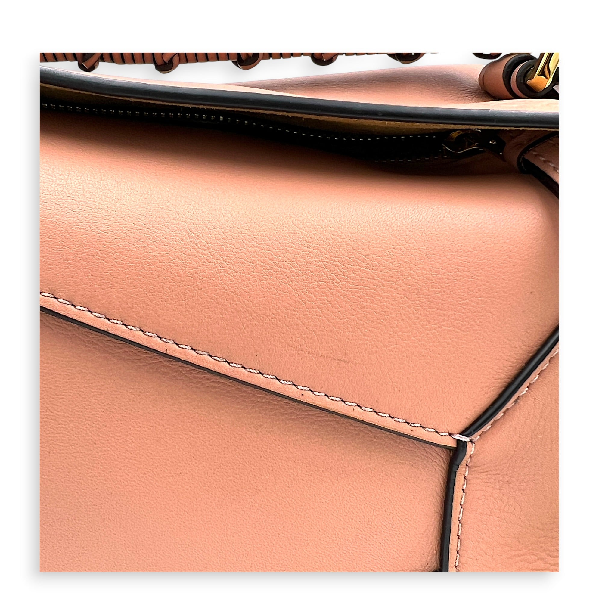 Puzzle Top Handle Bag Small Blush in Calfskin, Gold hardware