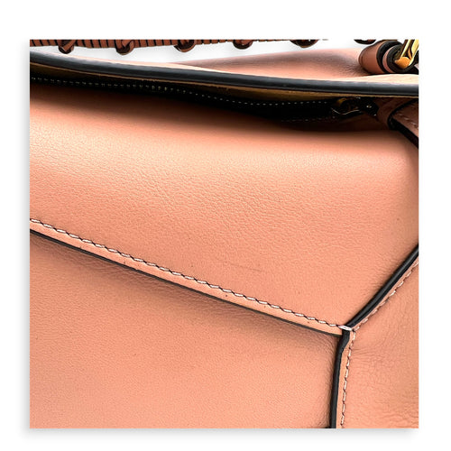 Puzzle Top Handle Bag Small Blush in Calfskin, Gold hardware