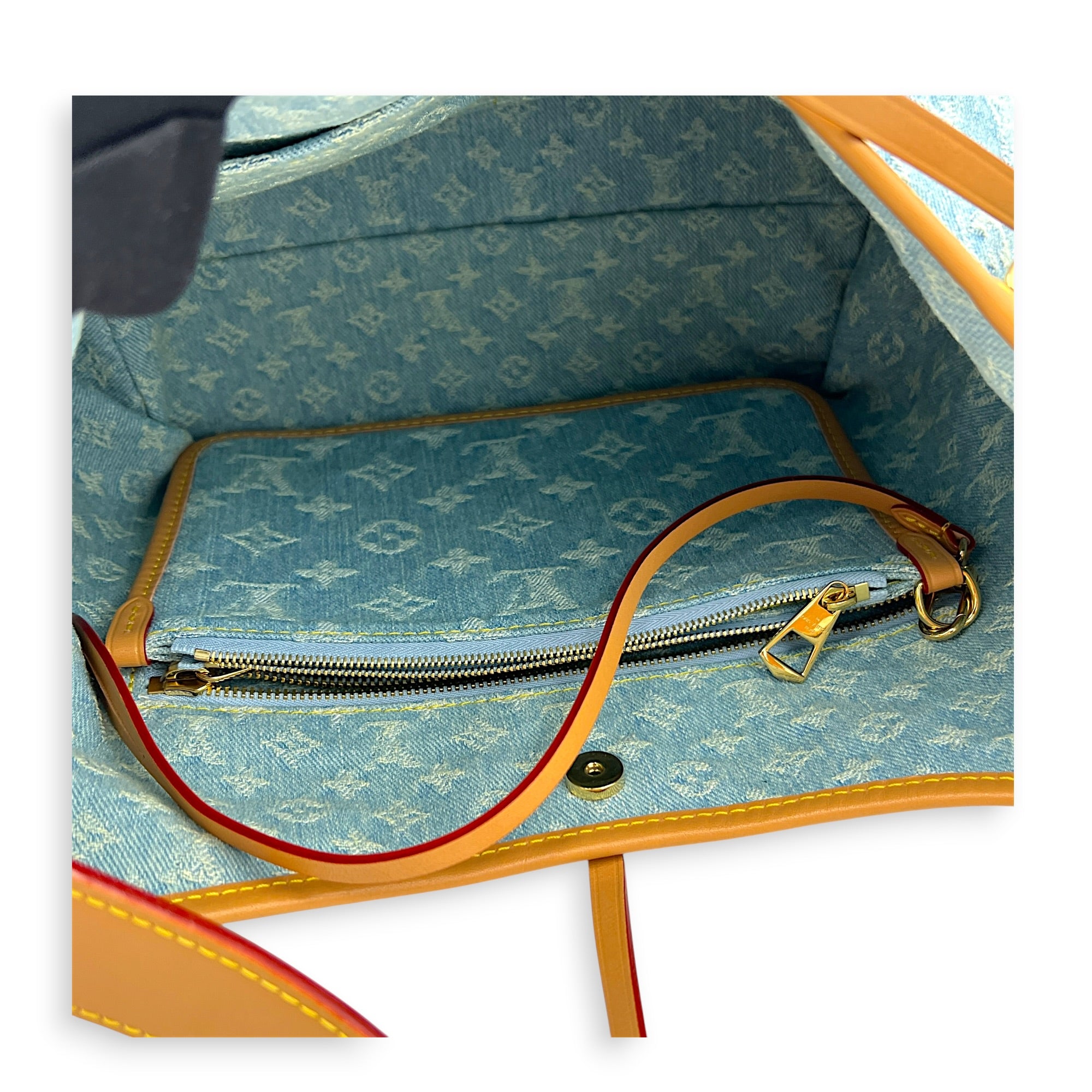 Carryall Tote Bag PM Denim Blue in Denim, Gold hardware