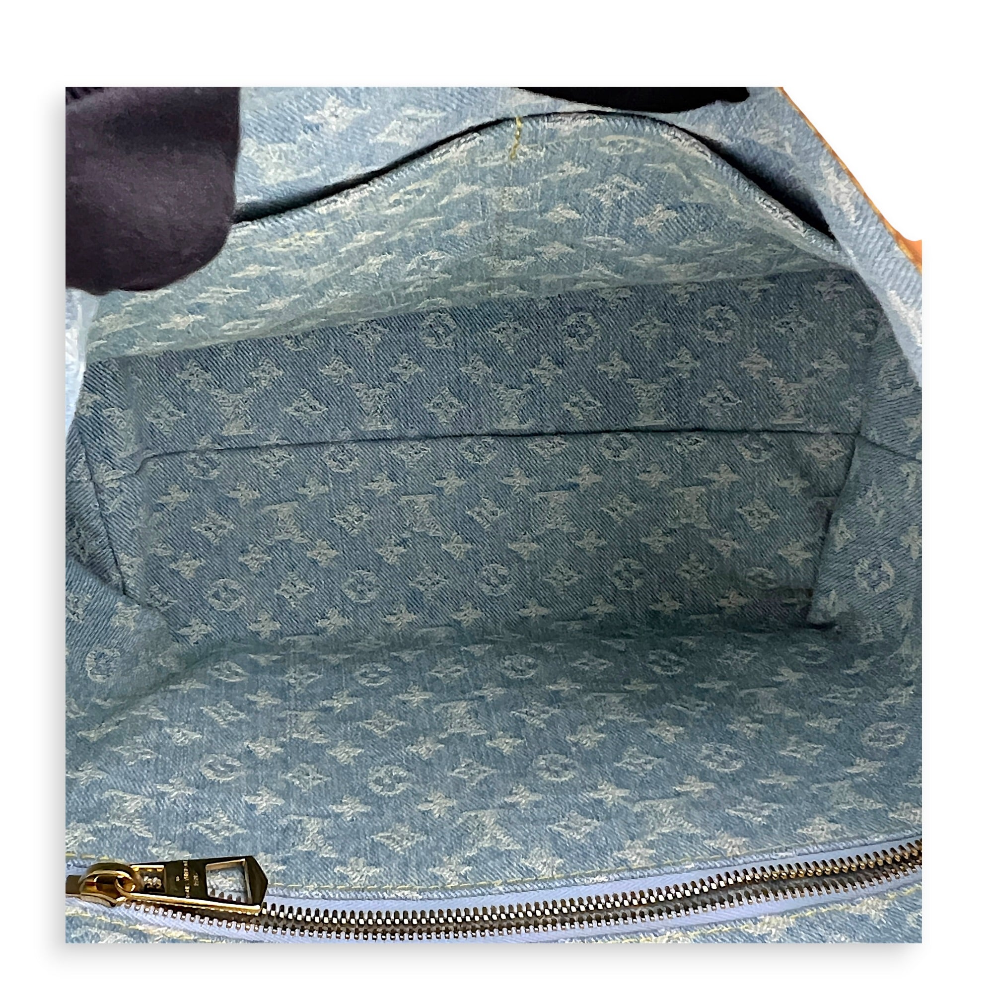 Carryall Tote Bag PM Denim Blue in Denim, Gold hardware