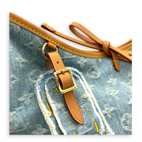 Carryall Tote Bag PM Denim Blue in Denim, Gold hardware