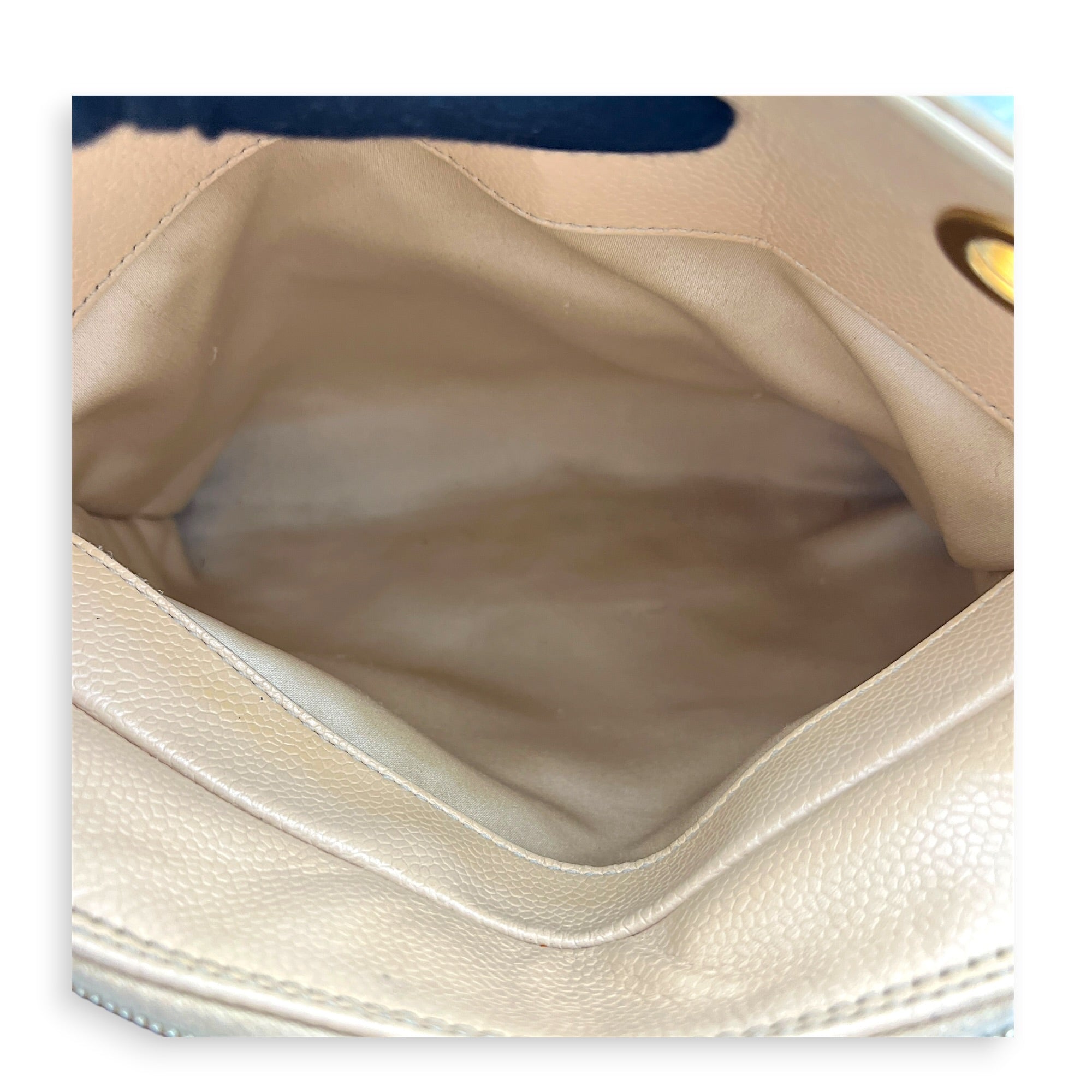 PTT Beige Tote Bag in Caviar Leather, Gold hardware