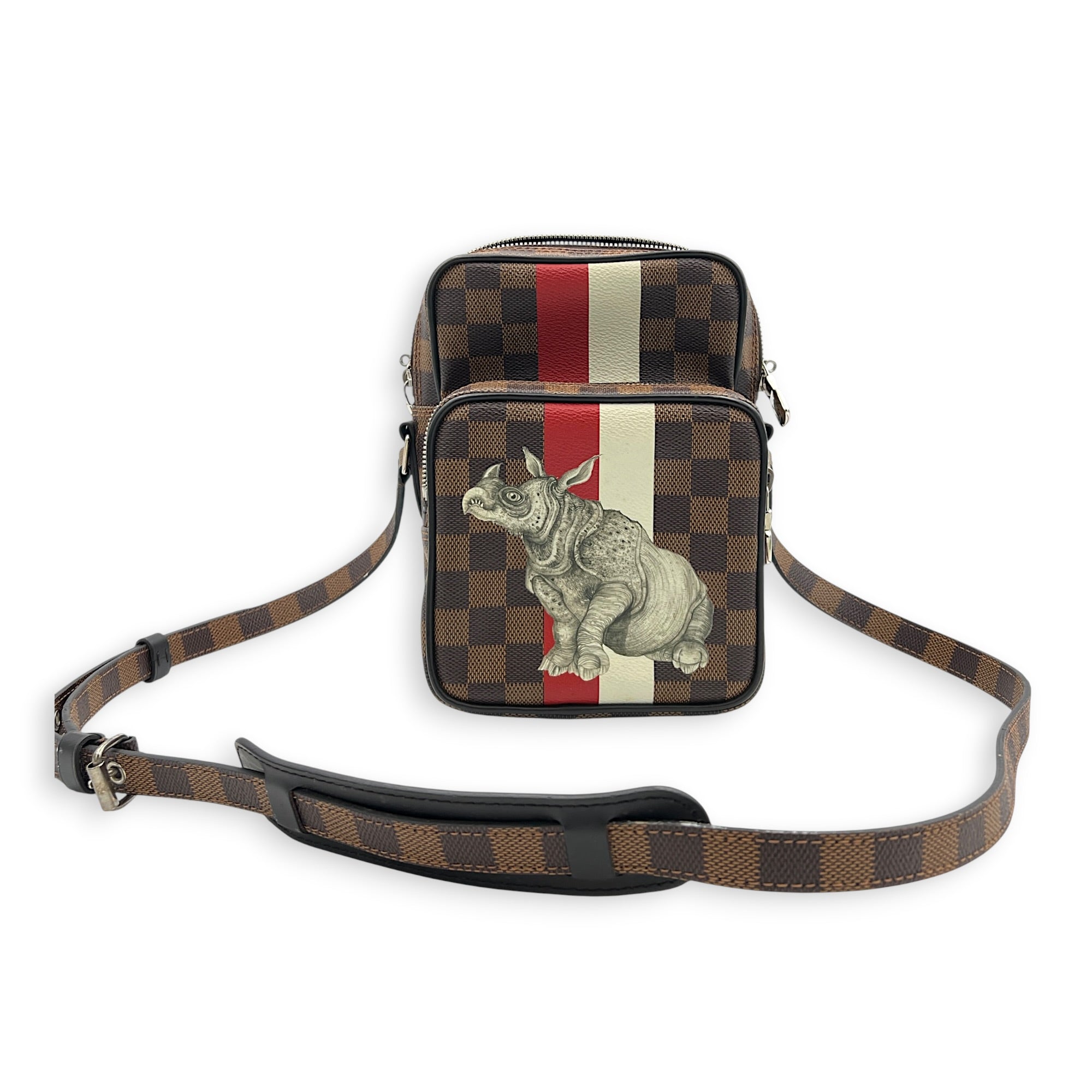 x Chapman Brothers Savane Amazon Rhinoceros Crossbody Bag Brown, Silver hardware