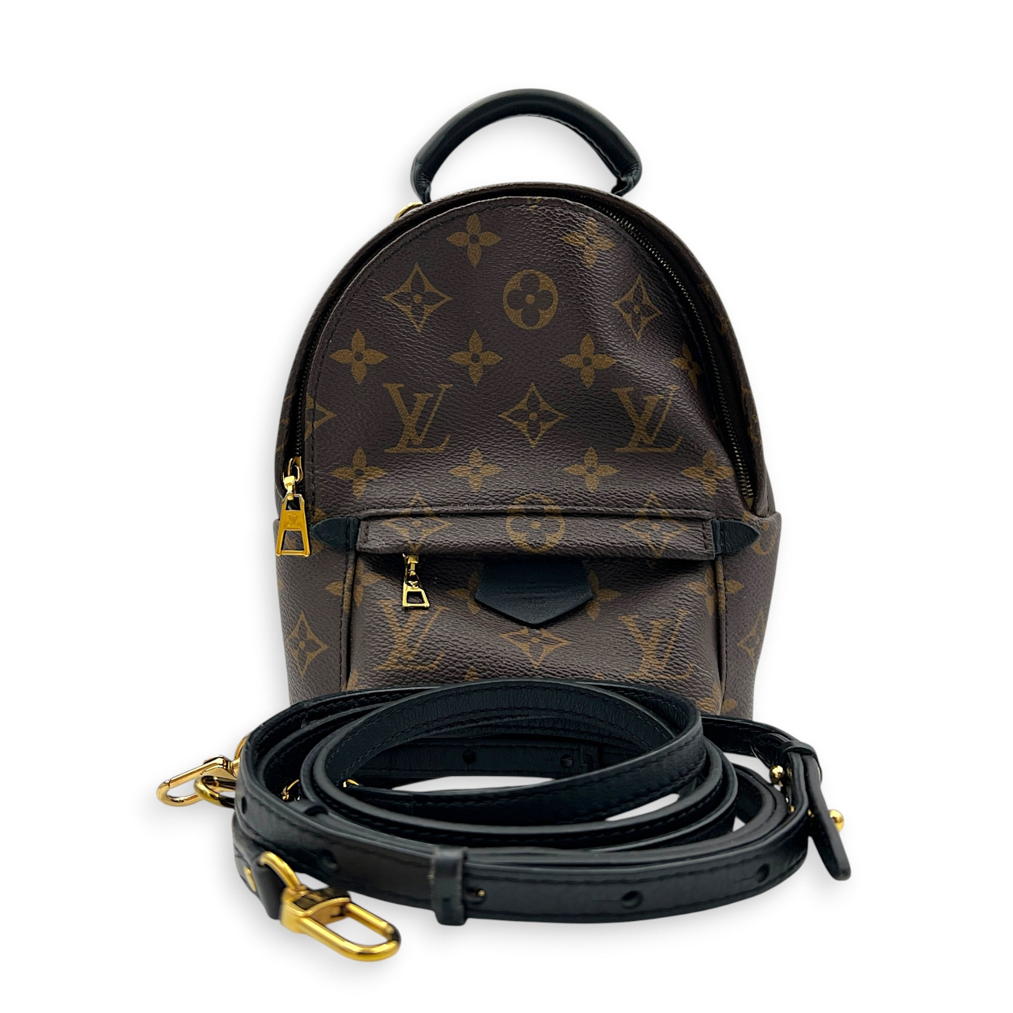 Palm Springs Backpack Mini Monogram in Monogram Coated Canvas, Gold hardware