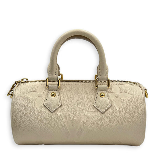Papillon Shoulder Bag BB White in Monogram Empreinte Leather, Gold hardware