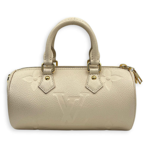 Papillon Shoulder Bag BB White in Monogram Empreinte Leather, Gold hardware