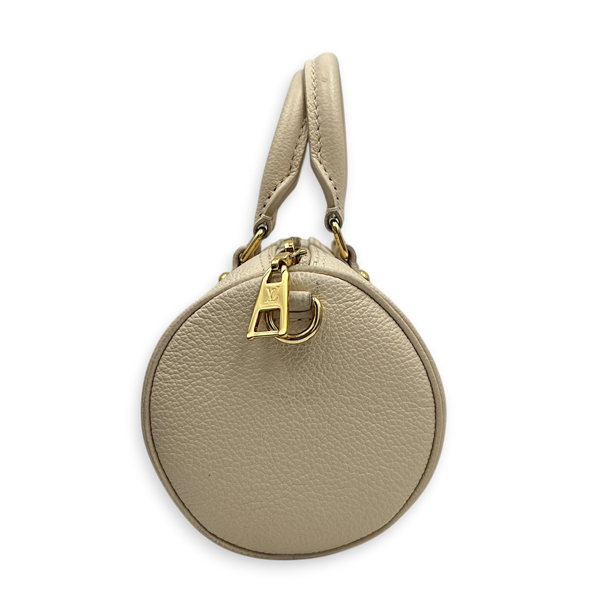 Papillon Shoulder Bag BB White in Monogram Empreinte Leather, Gold hardware