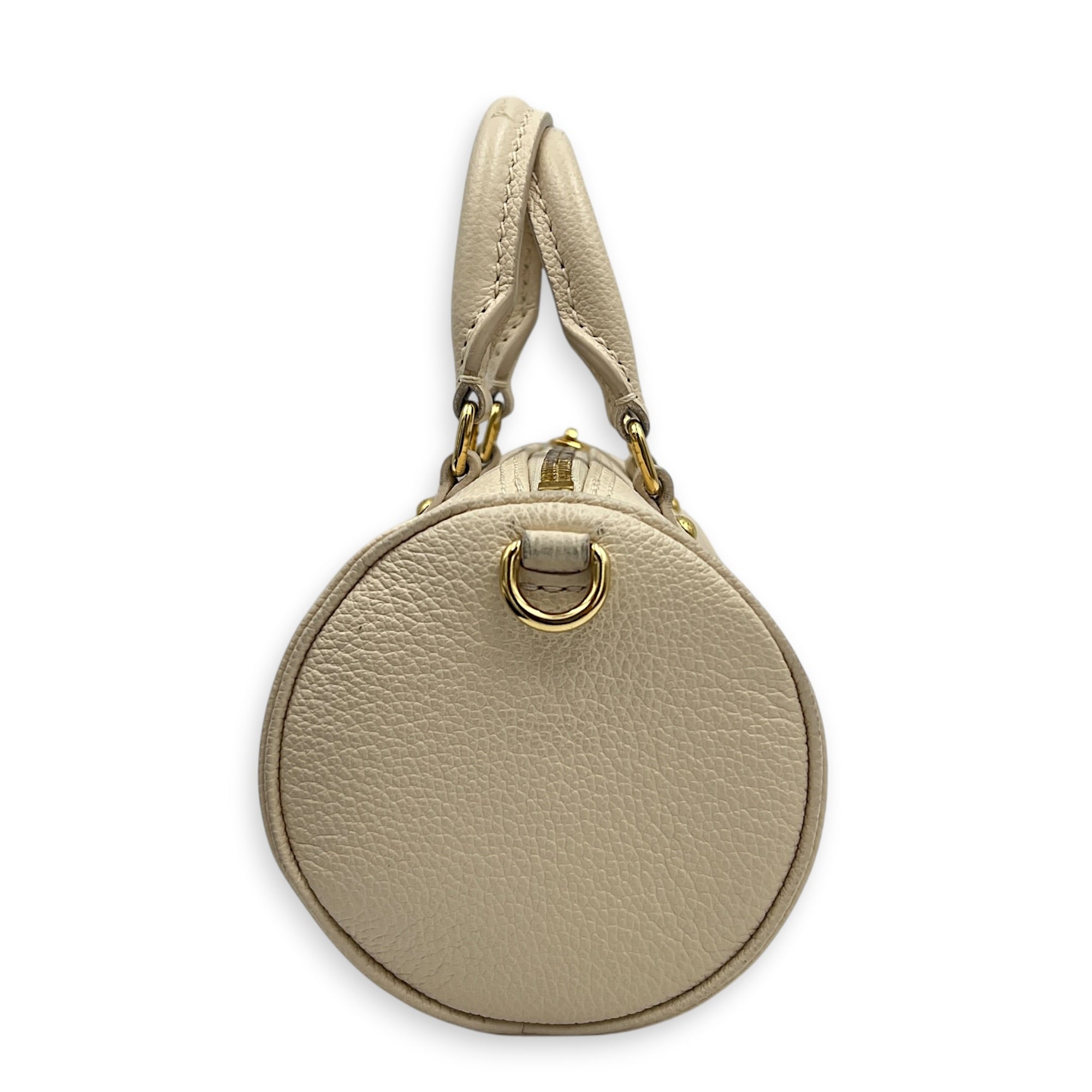Papillon Shoulder Bag BB White in Monogram Empreinte Leather, Gold hardware