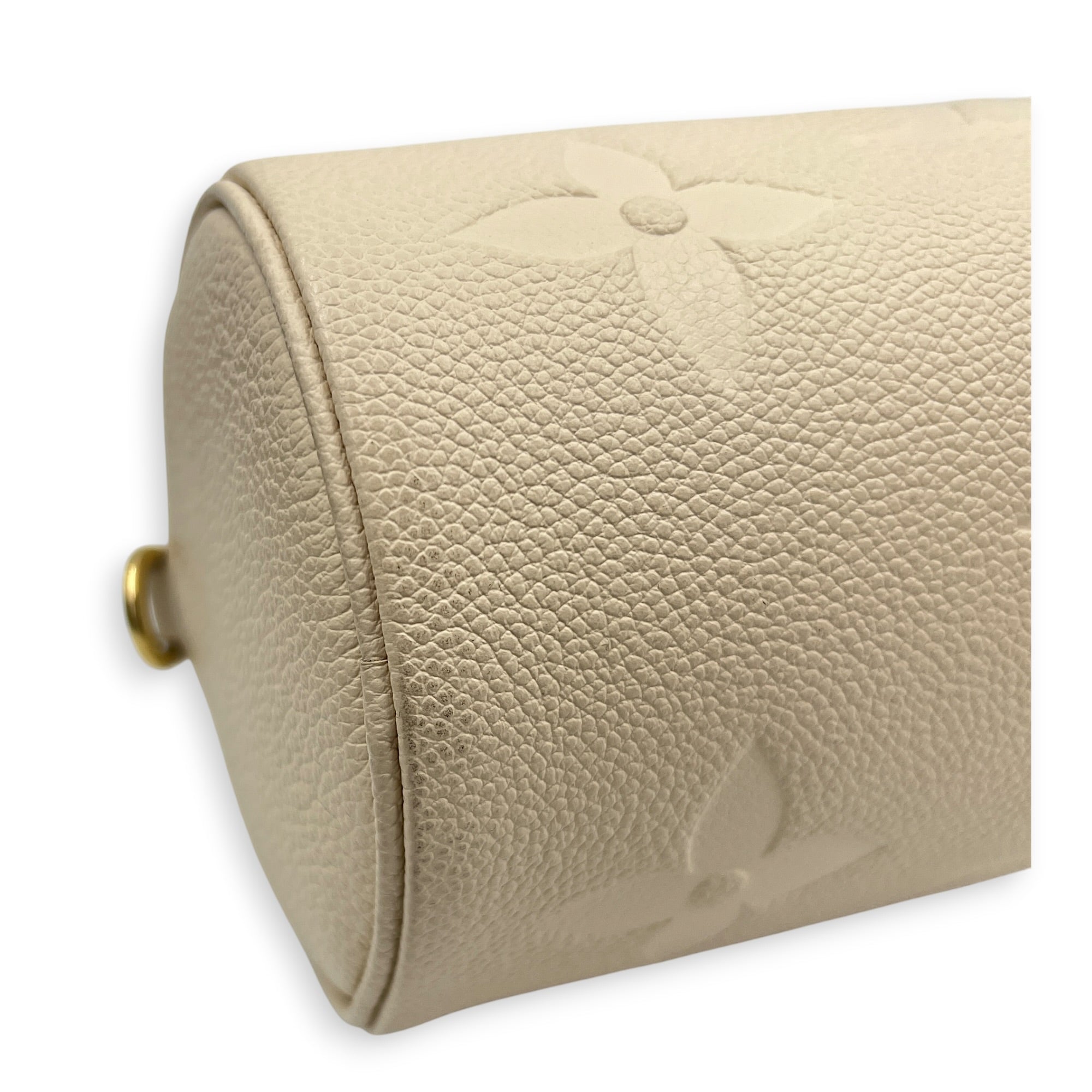 Papillon Shoulder Bag BB White in Monogram Empreinte Leather, Gold hardware