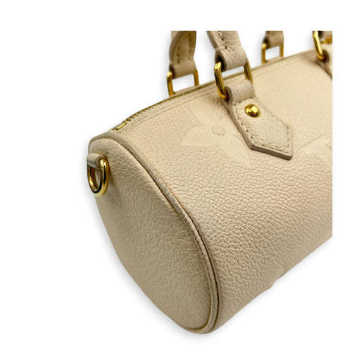 Papillon Shoulder Bag BB White in Monogram Empreinte Leather, Gold hardware