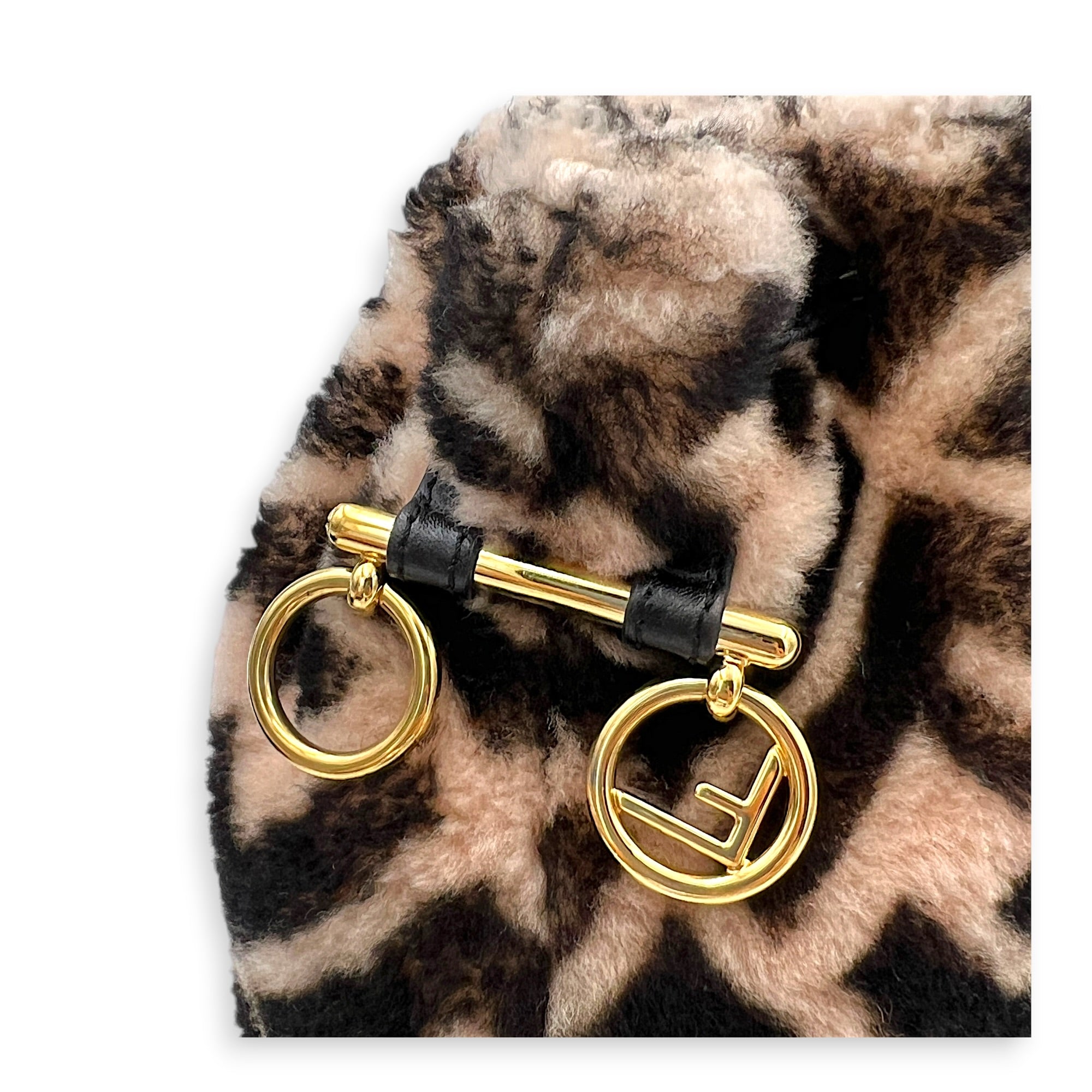 Mon Tresor Bucket Bag Multi-colour in Natural Fur, Gold hardware