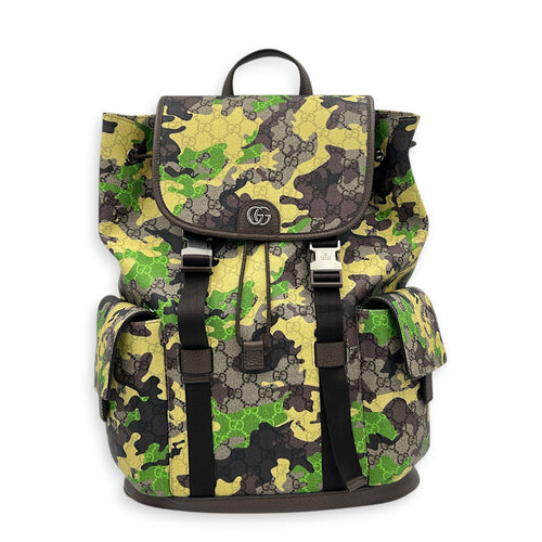 GG Camouflage Backpack Large Multi-colour in Coated Canvas, Gold hardware