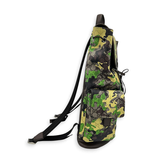 GG Camouflage Backpack Large Multi-colour in Coated Canvas, Gold hardware