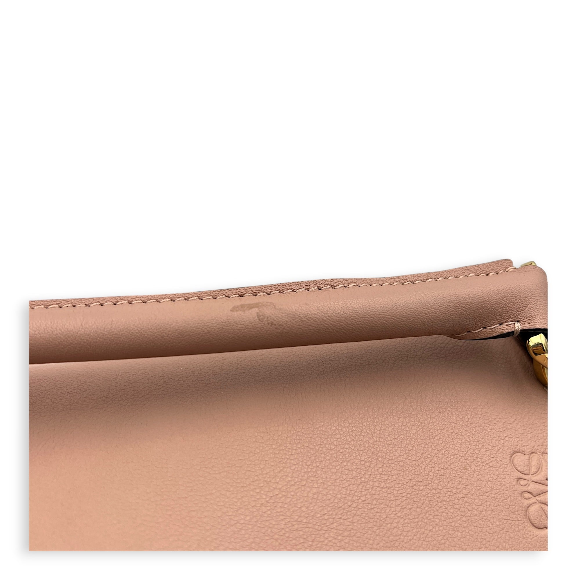 Puzzle Top Handle Bag Small Pink in Suede Leather, Gold hardware