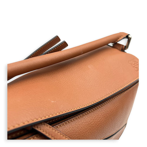 Puzzle Shoulder Bag Small Brown in Calfskin, Silver hardware