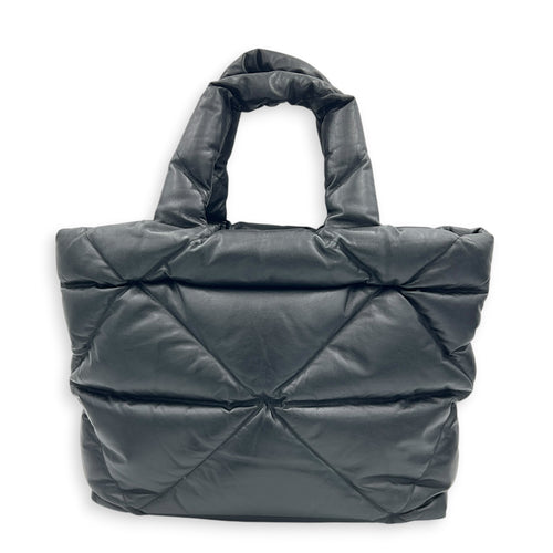 Puffer Logo Black Tote Bag in Nappa Leather