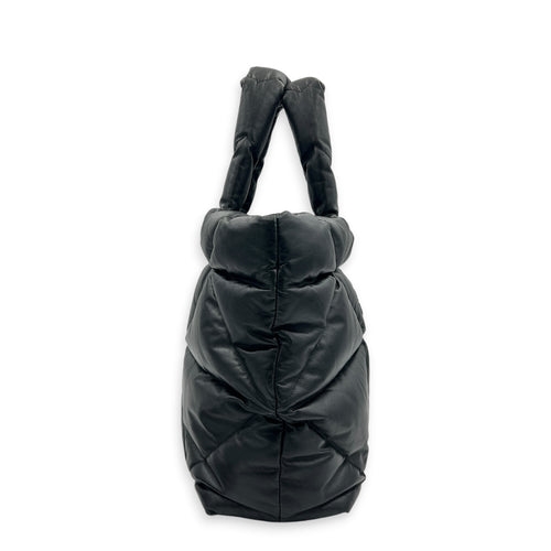 Puffer Logo Black Tote Bag in Nappa Leather