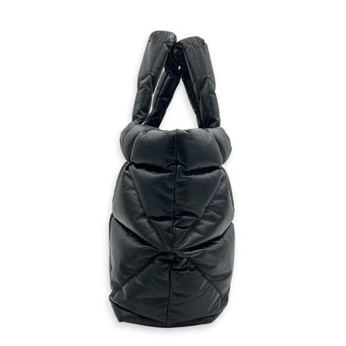 Puffer Logo Black Tote Bag in Nappa Leather