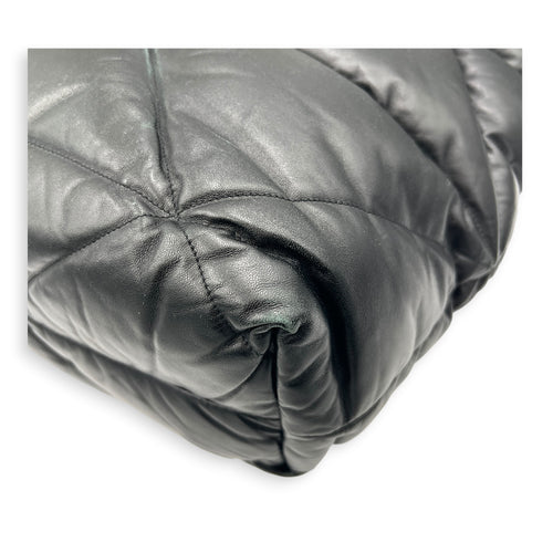 Puffer Logo Black Tote Bag in Nappa Leather