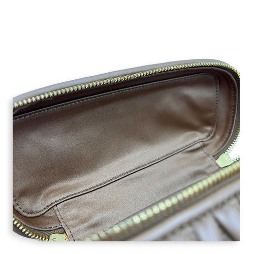 Matelassé Vanity Bag Brown in Lambskin, Gold hardware