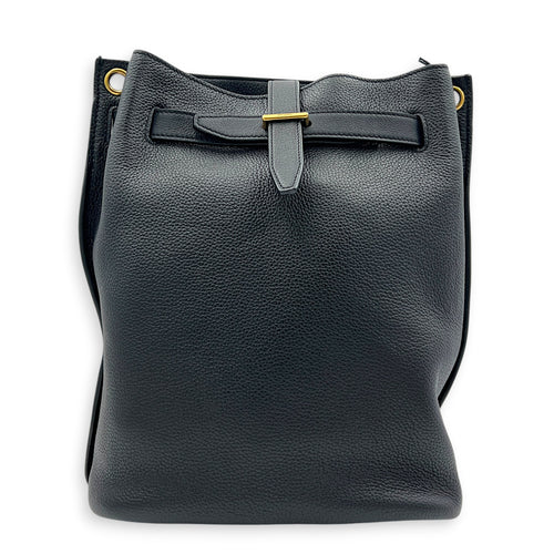 Boucle Bucket Bag Black in Calfskin, Gold hardware