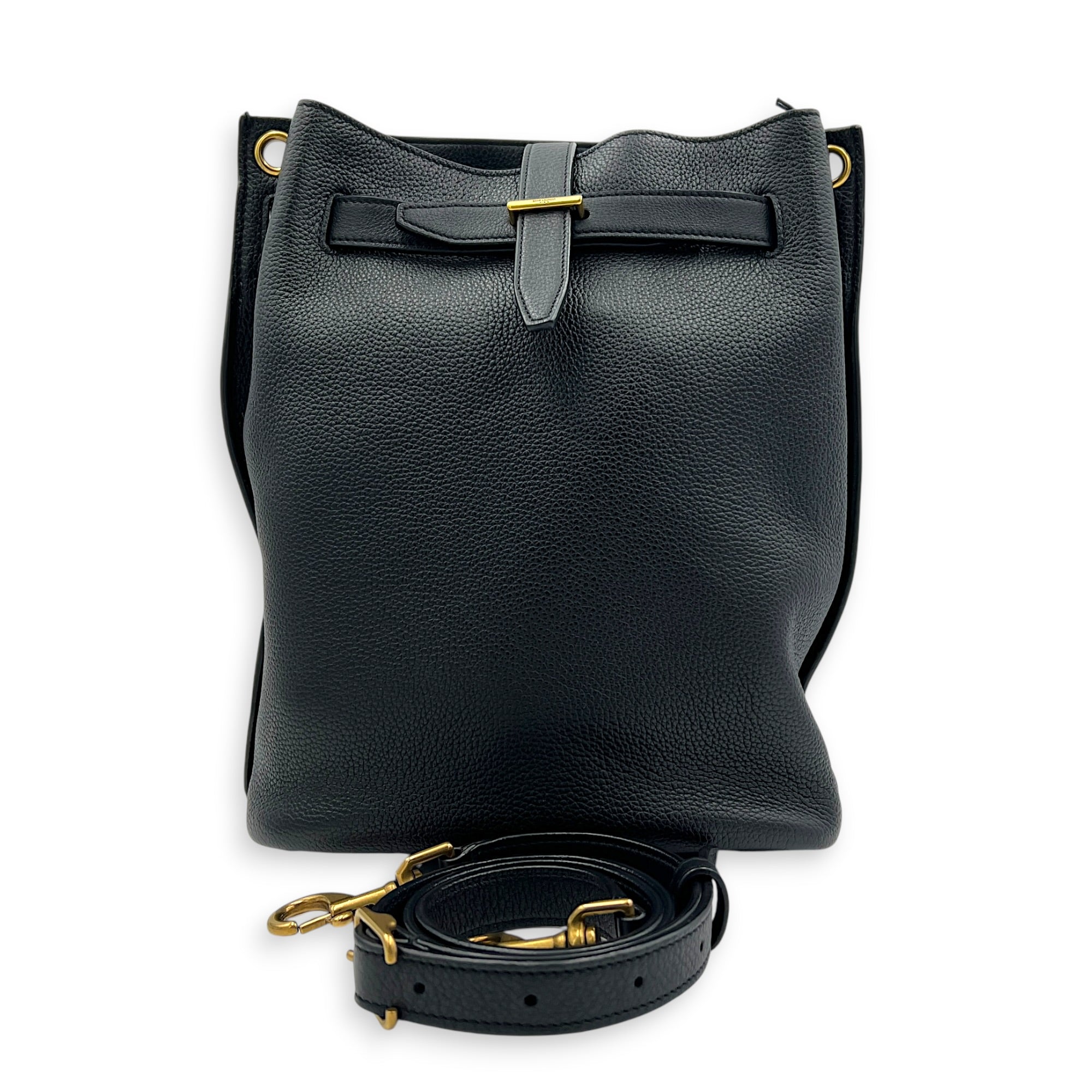 Boucle Bucket Bag Black in Calfskin, Gold hardware