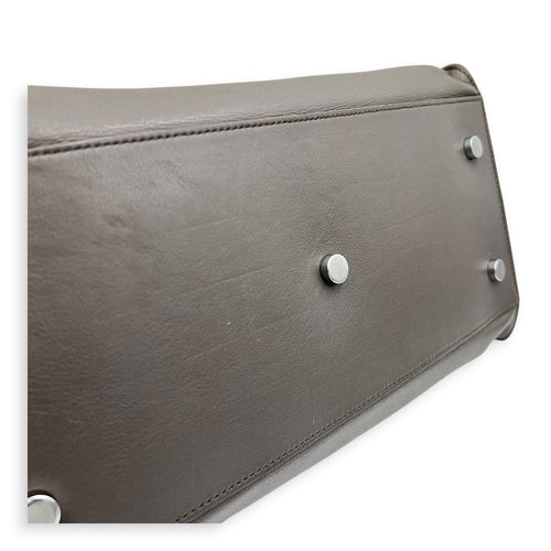 Cabas Shoulder Bag Small Grey in Crocodile Embossed Calfskin, Silver hardware