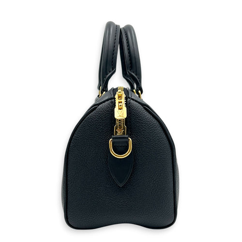 Speedy Bandouliere 20 Black Top Handle Bag in Empreinte Leather, Gold hardware