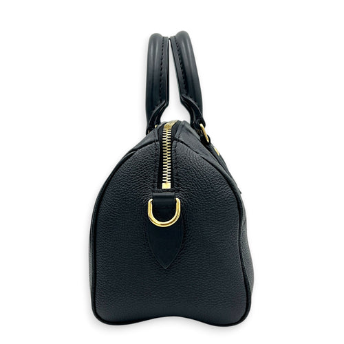 Speedy Bandouliere 20 Black Top Handle Bag in Empreinte Leather, Gold hardware