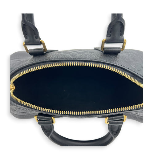 Speedy Bandouliere 20 Black Top Handle Bag in Empreinte Leather, Gold hardware