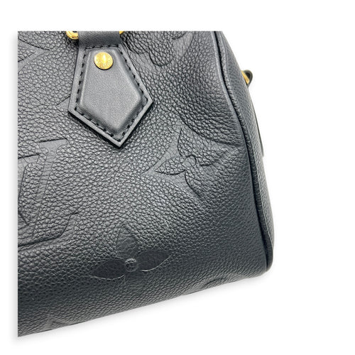 Speedy Bandouliere 20 Black Top Handle Bag in Empreinte Leather, Gold hardware