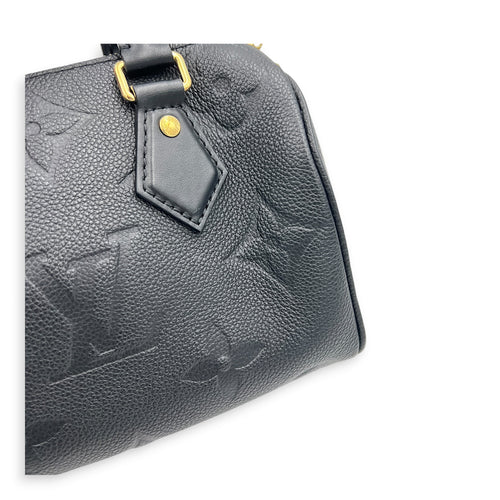 Speedy Bandouliere 20 Black Top Handle Bag in Empreinte Leather, Gold hardware