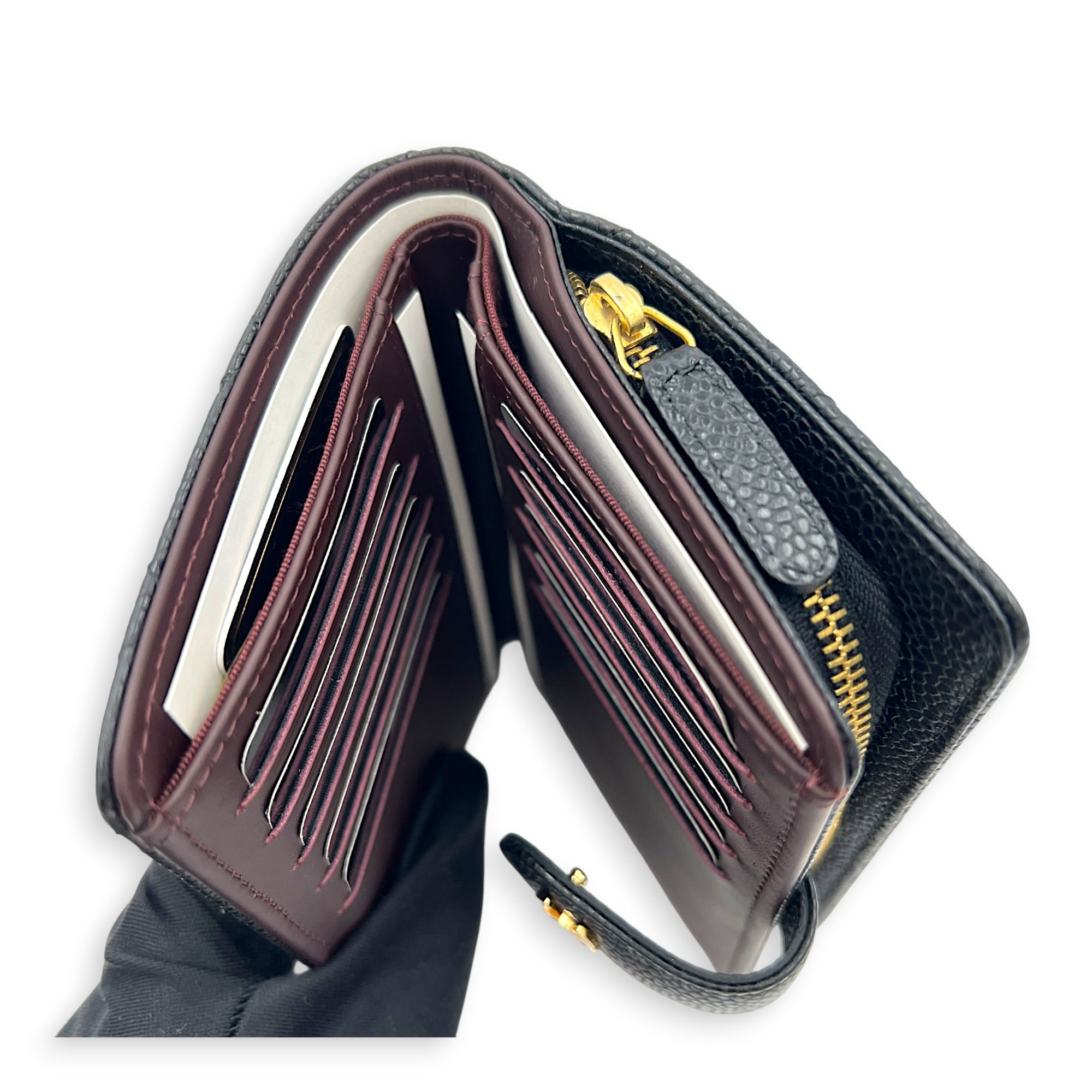 CC Wallet Black in Caviar Leather