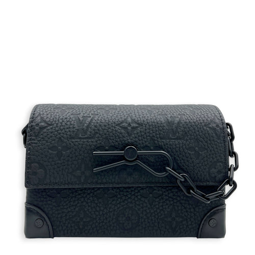 Steamer Crossbody Bag Black in Calfskin, Monochrome hardware