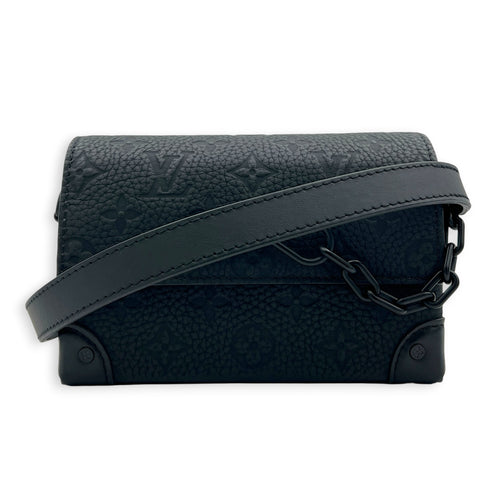 Steamer Crossbody Bag Black in Calfskin, Monochrome hardware