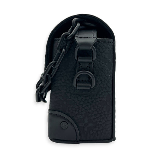 Steamer Crossbody Bag Black in Calfskin, Monochrome hardware