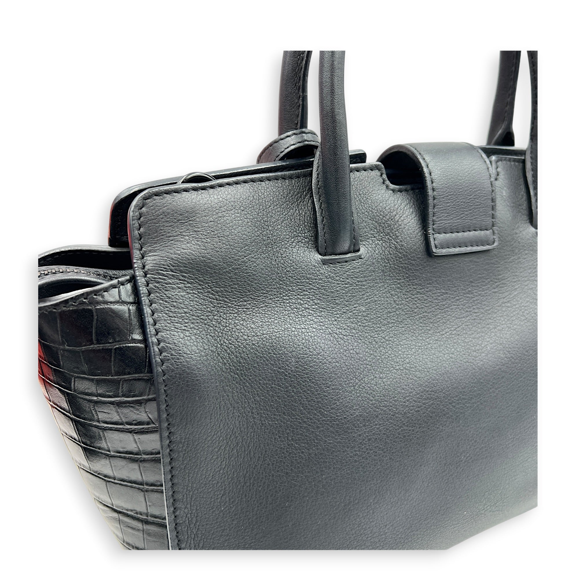 Downtown Top Handle Bag Black in Calfskin, Monochrome hardware
