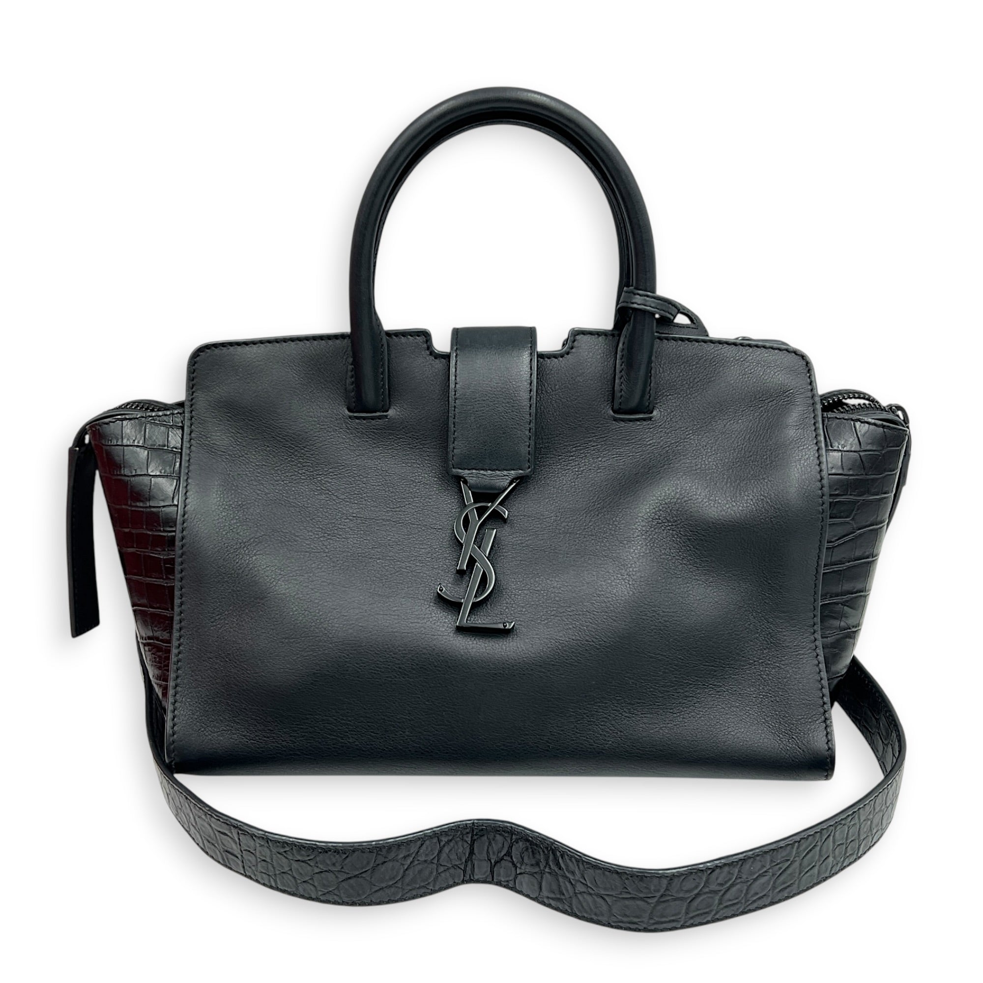 Downtown Top Handle Bag Black in Calfskin, Monochrome hardware