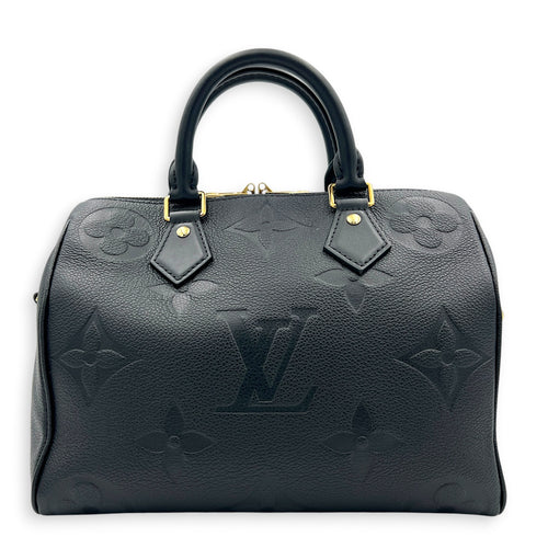 Speedy Bandouliere 25 Black Top Handle Bag in Empreinte Leather, Gold hardware