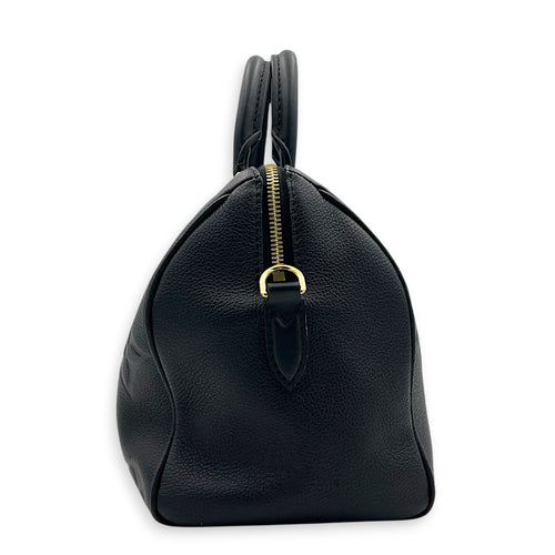 Speedy Bandouliere 25 Black Top Handle Bag in Empreinte Leather, Gold hardware