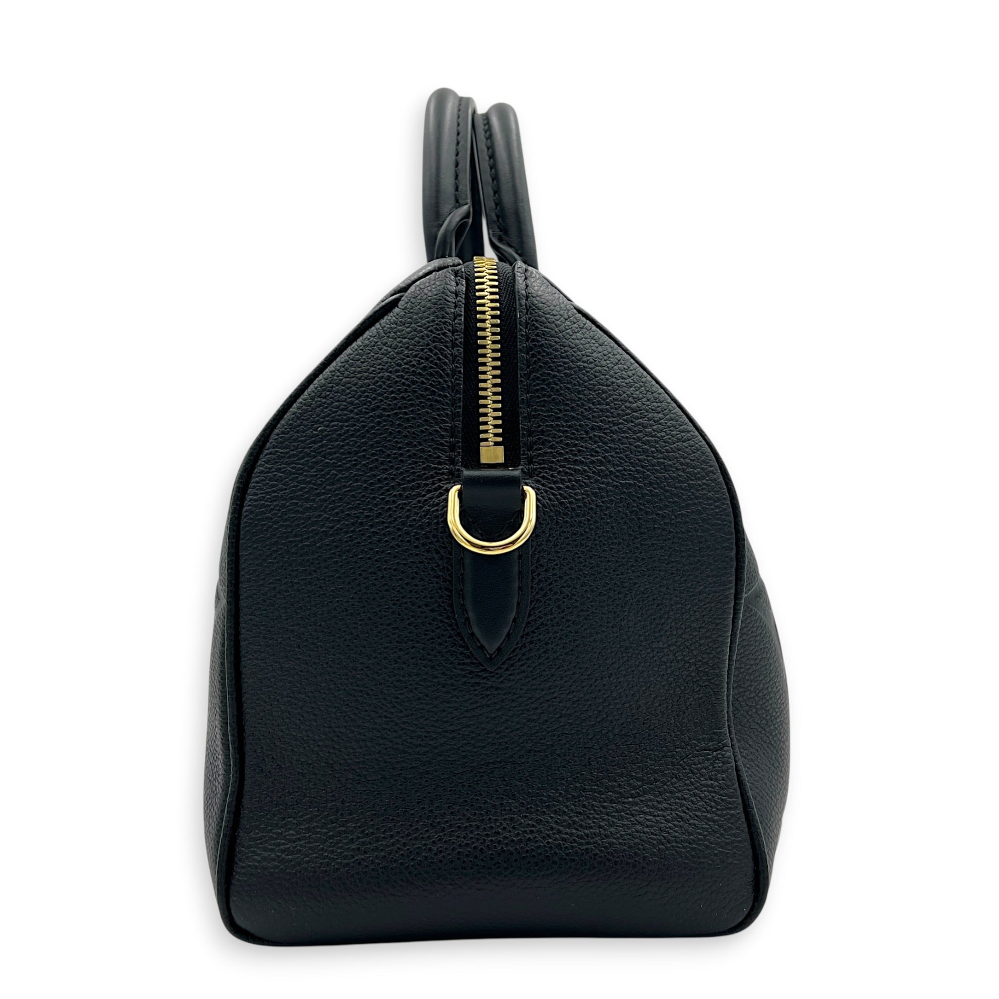 Speedy Bandouliere 25 Black Top Handle Bag in Empreinte Leather, Gold hardware