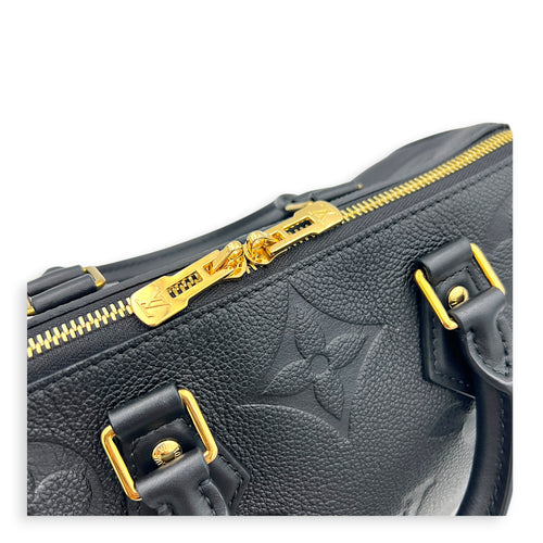 Speedy Bandouliere 25 Black Top Handle Bag in Empreinte Leather, Gold hardware
