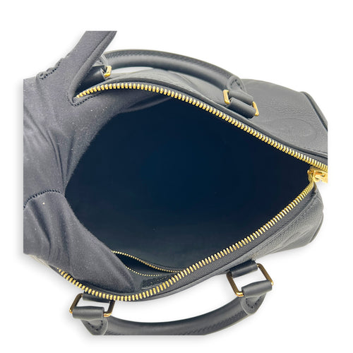 Speedy Bandouliere 25 Black Top Handle Bag in Empreinte Leather, Gold hardware