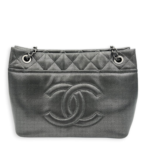 Timeless CC Tote Bag Silver in Caviar Leather, Silver hardware