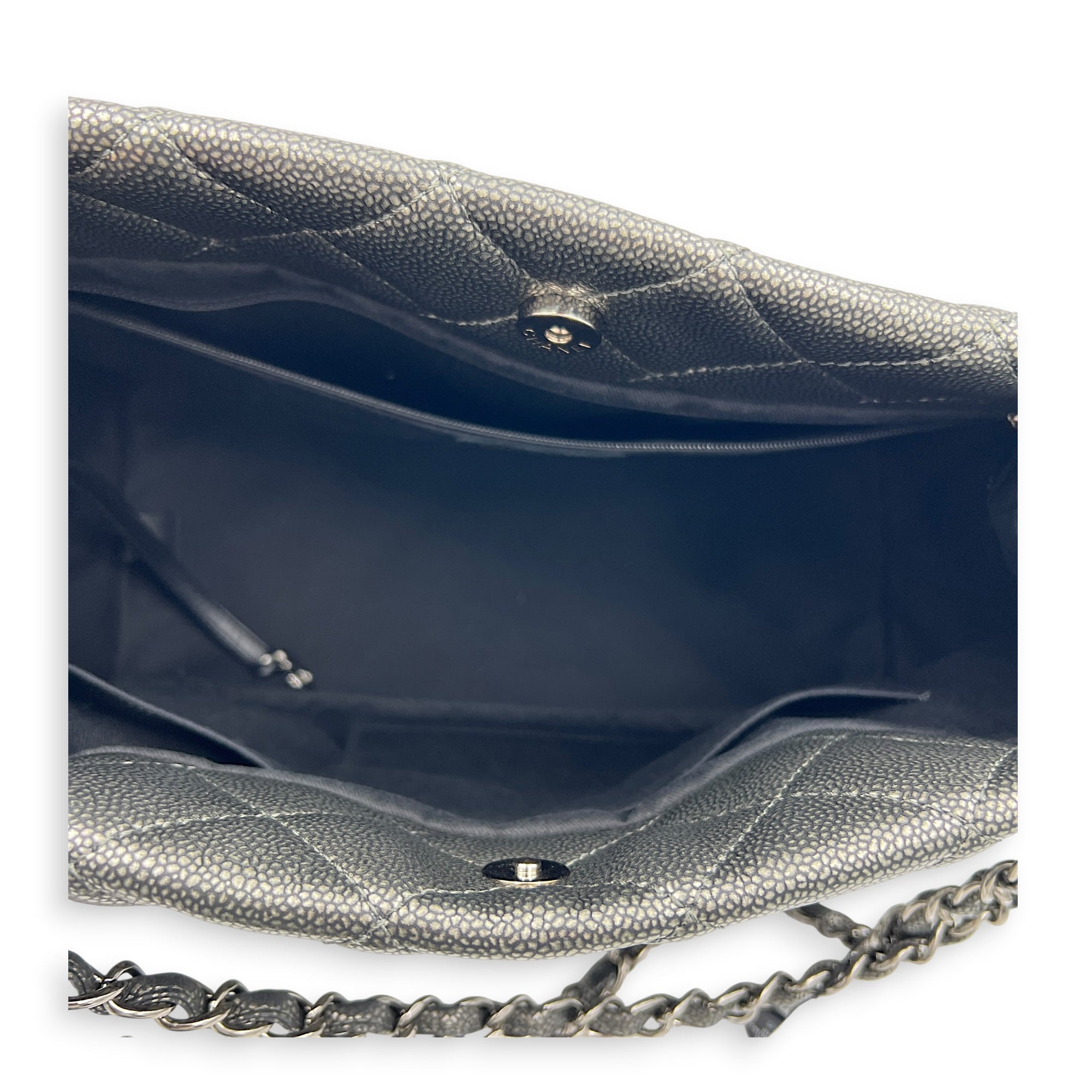 Timeless CC Tote Bag Silver in Caviar Leather, Silver hardware