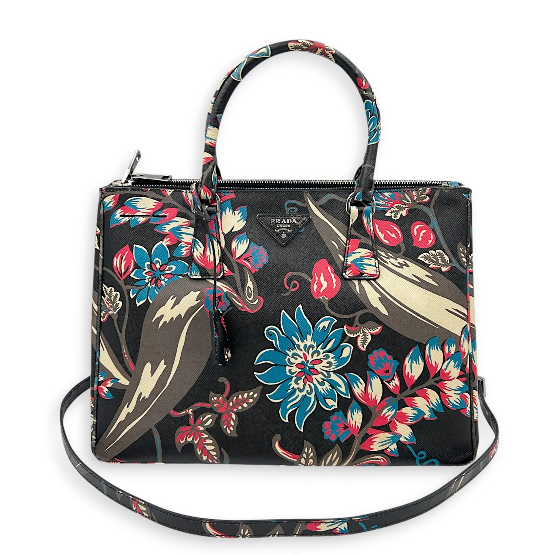 Galleria Top Handle Bag Multi-colour in Saffiano Leather, Silver hardware