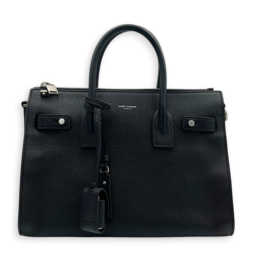 Sac de Jour Top Handle Bag Nano  Noir in Calfskin, Silver hardware