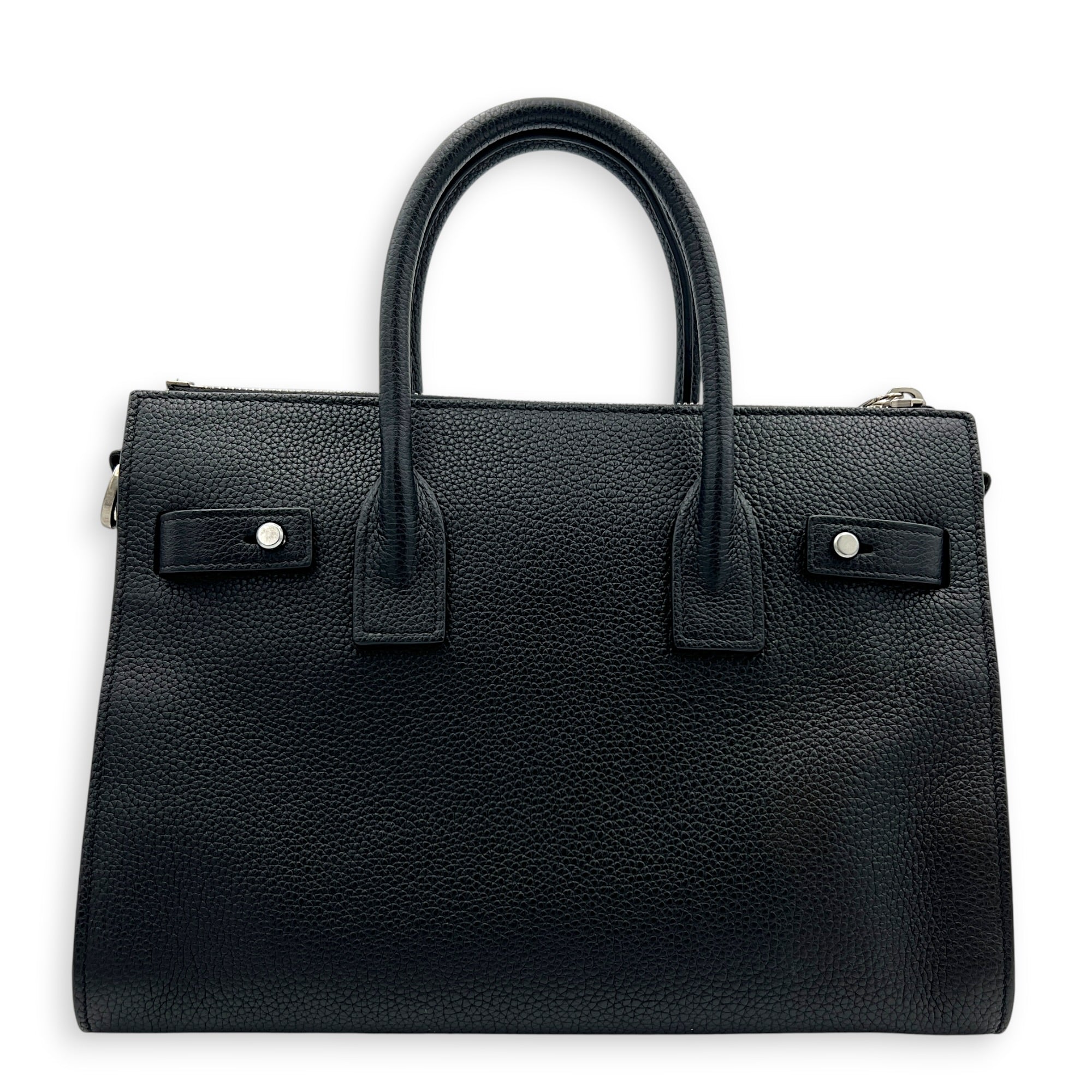 Sac de Jour Top Handle Bag Nano  Noir in Calfskin, Silver hardware