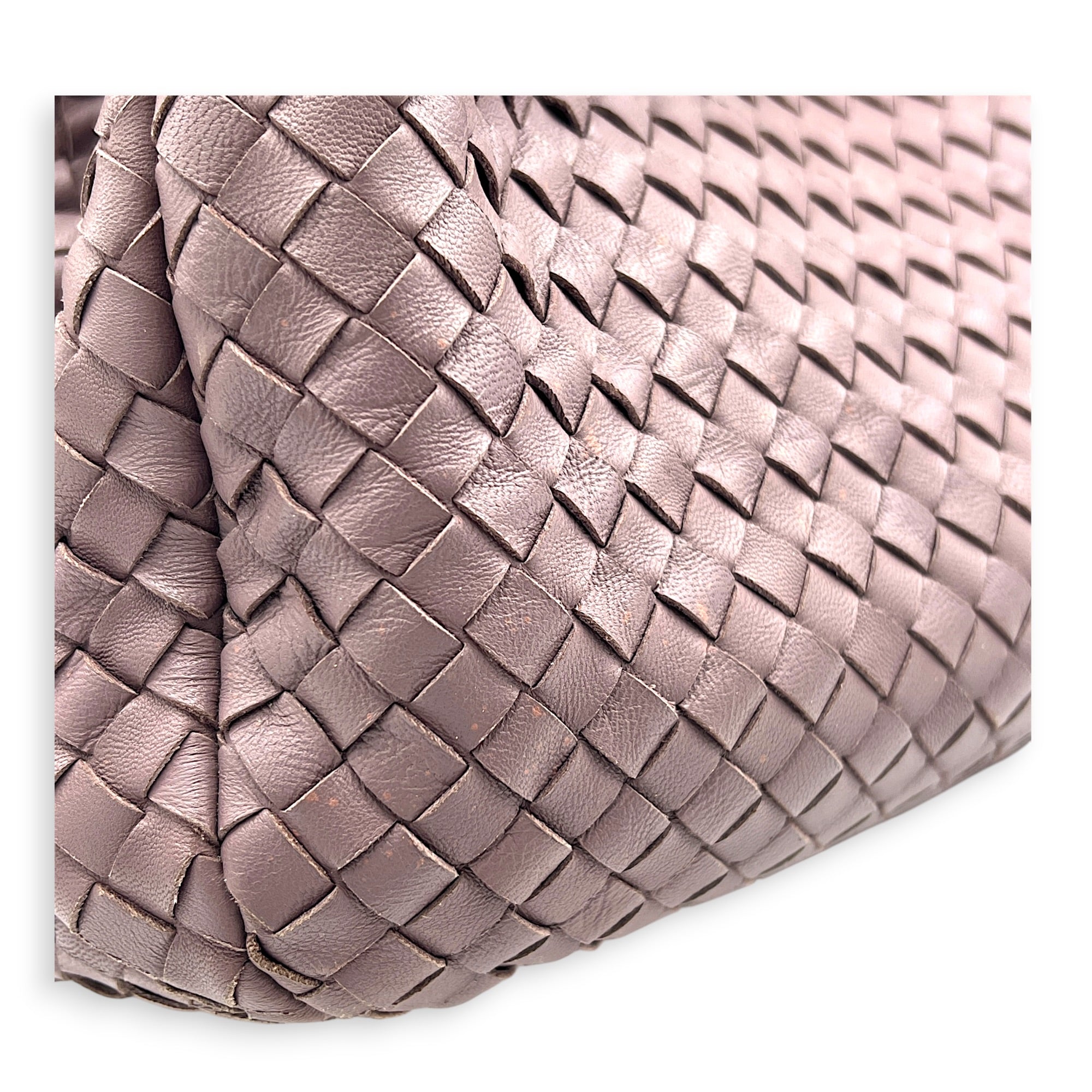 Campana Shoulder Bag Purple in Intrecciato Leather, Ruthenium hardware
