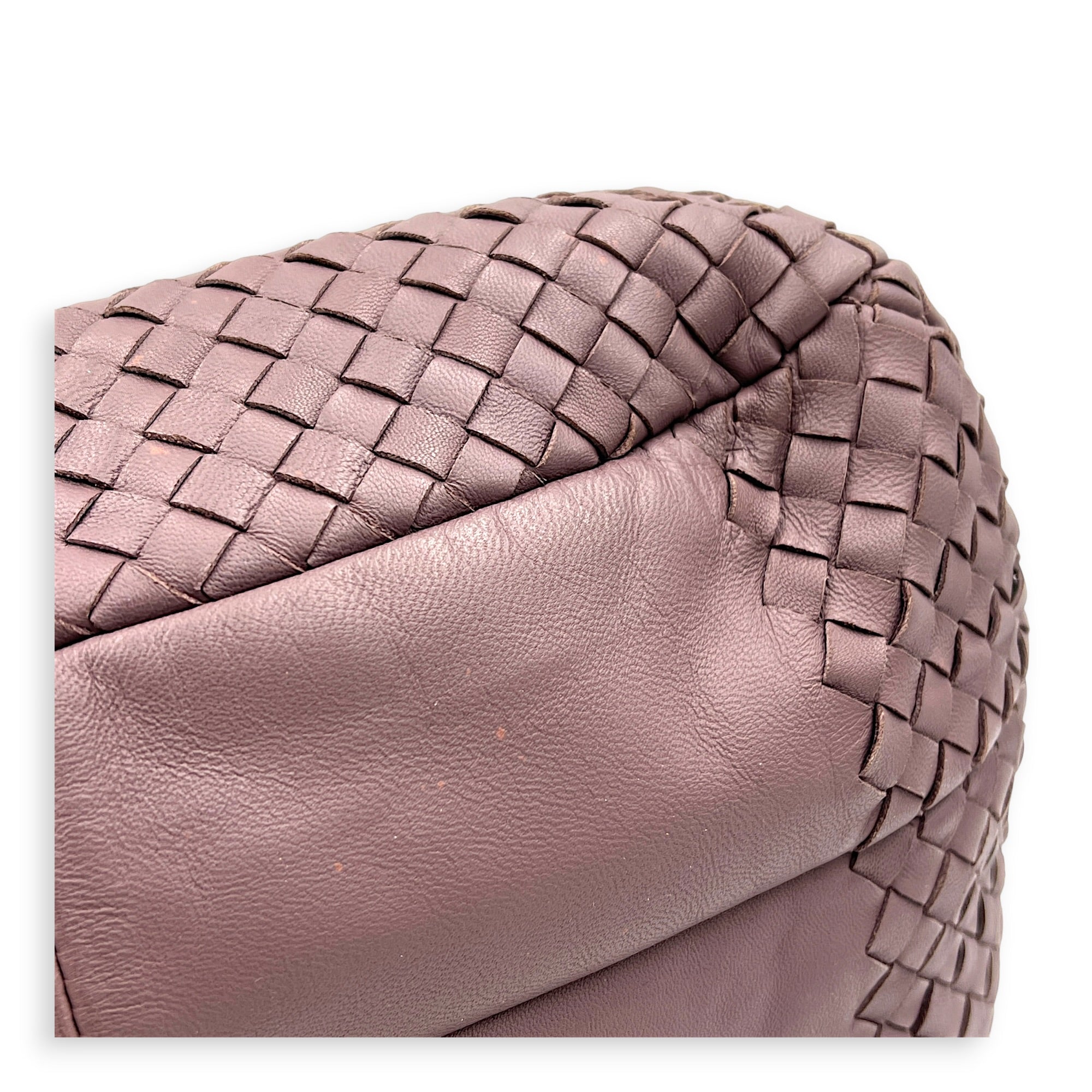Campana Shoulder Bag Purple in Intrecciato Leather, Ruthenium hardware